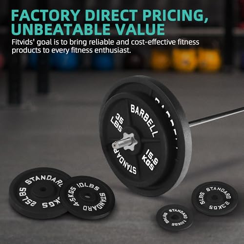 95 Lbs Cast Iron Standard Barbell Weight Set with Barbell Bar I8494