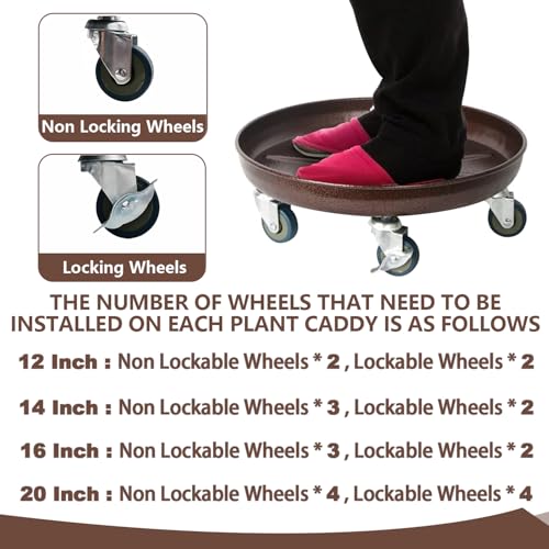 20" 2Pack Metal Plant Caddy with Wheels Lockable Casters U856720
