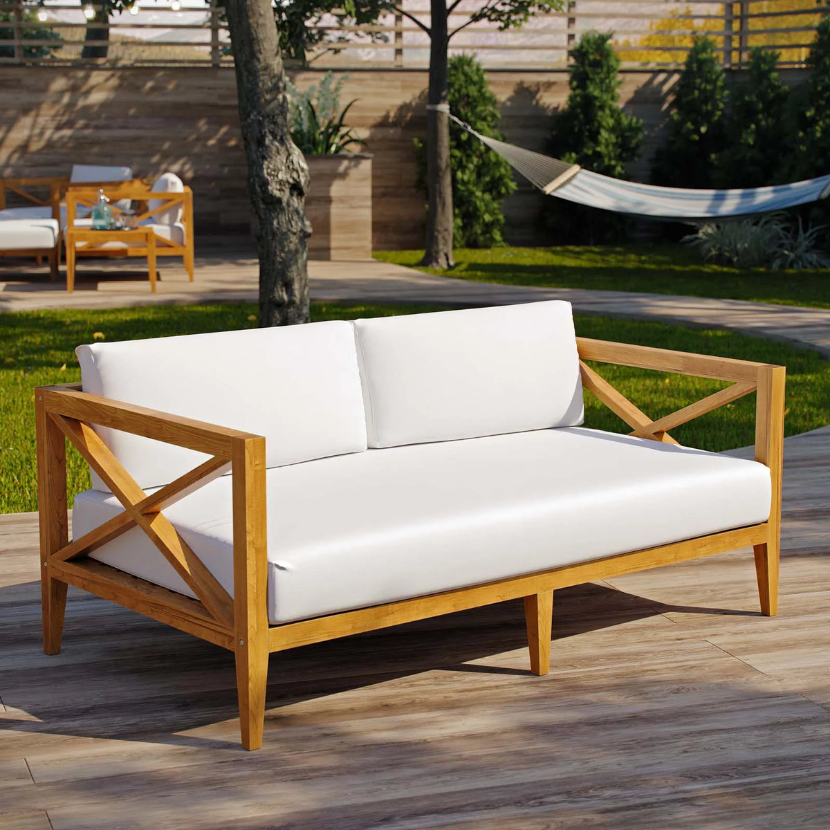 Natural White Wood Lounge Sofa S651643