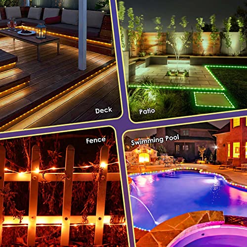 100FT 300 LED Connectable Rope Lights, 18 Color Changing Outdoor String Lights with Remote, IP68 Waterproof Fairy Lights E45516