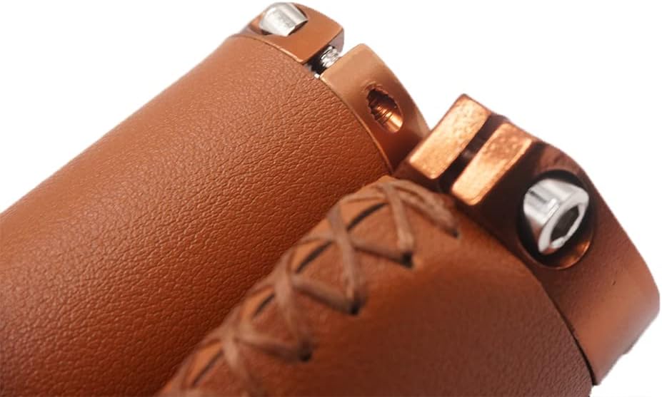 Brown PVC Microfiber Leather Ergonomic Bike Handle Grips W2516