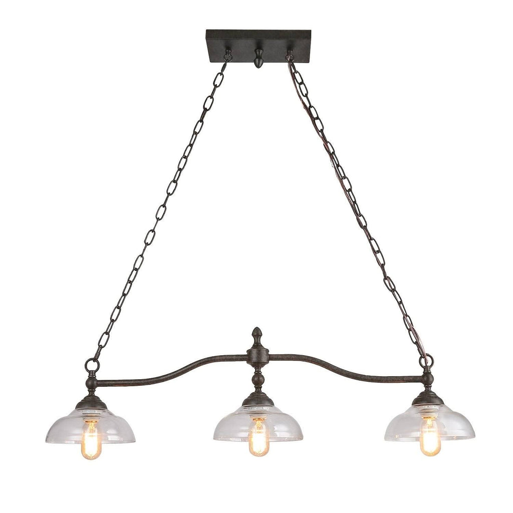 3-Light Oil-Rubbed Bronze Chandelier with Glass Shades M5662