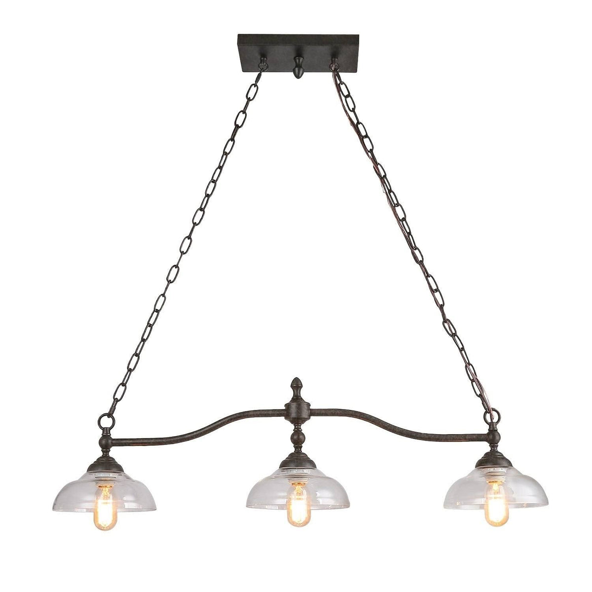 3-Light Oil-Rubbed Bronze Chandelier with Glass Shades M5662