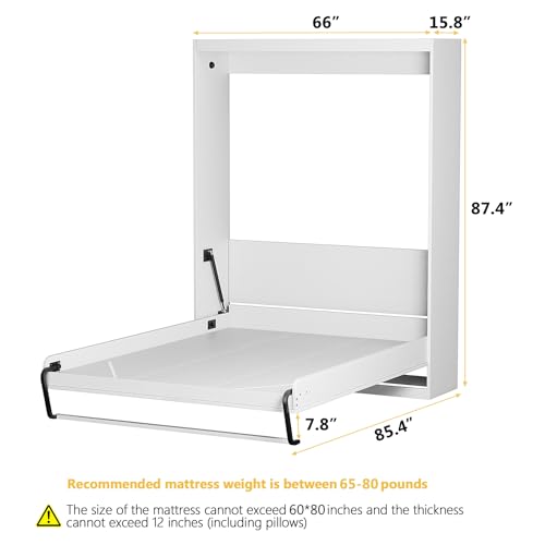 White Twin Size Murphy Wall Bed V15344