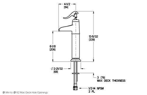 Single Control Vessel Bathroom Faucet in Polished Chrome B292
