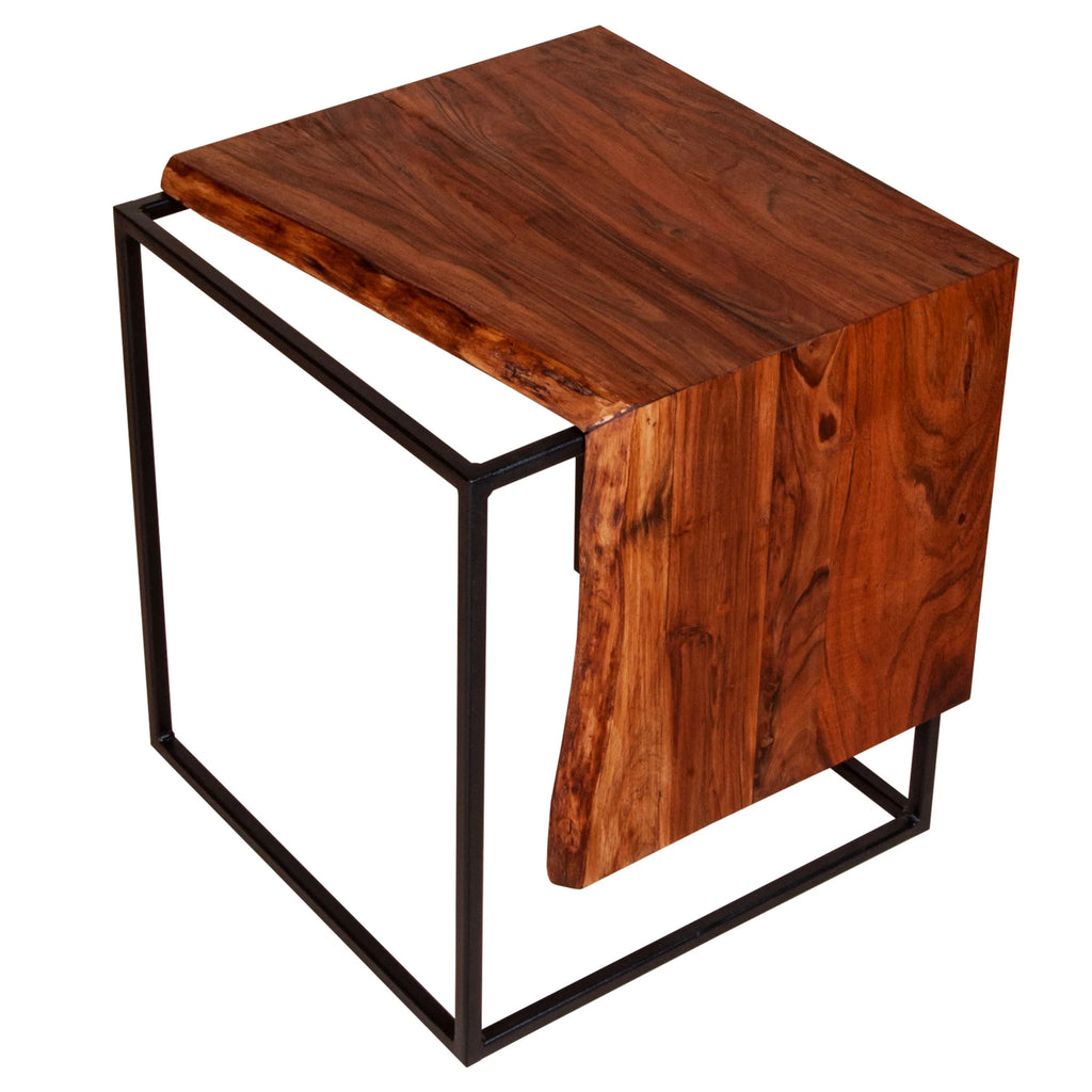 21 Inch Solid Acacia Wood Live Edge Side Table B18474