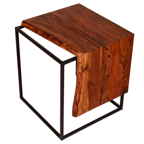 21 Inch Solid Acacia Wood Live Edge Side Table B18474