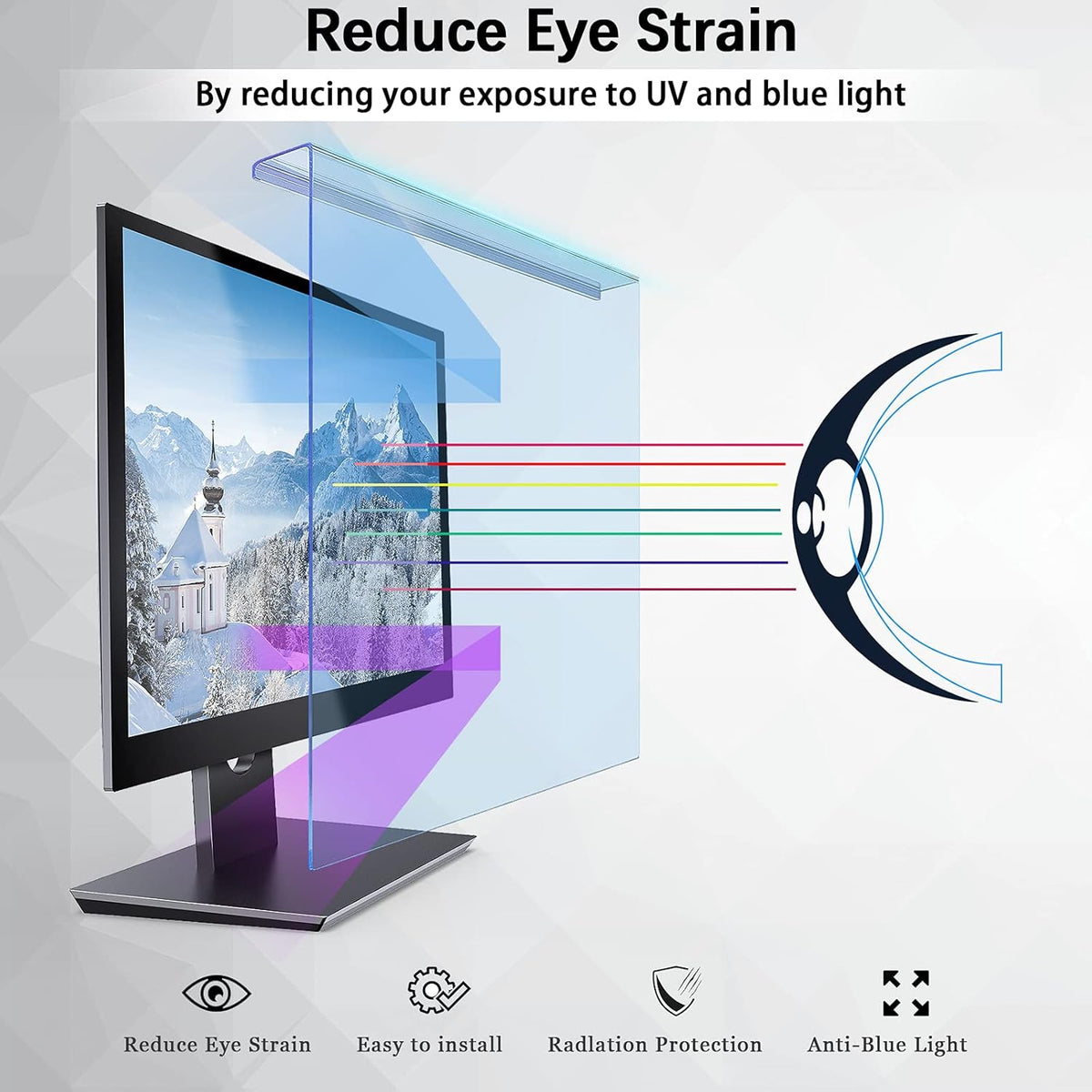 Blue Light Blocking Screen Protector for 23 and 24” Widescreen Monitors, Universal Size (21.3"x13.4") Pack of 2 N396365