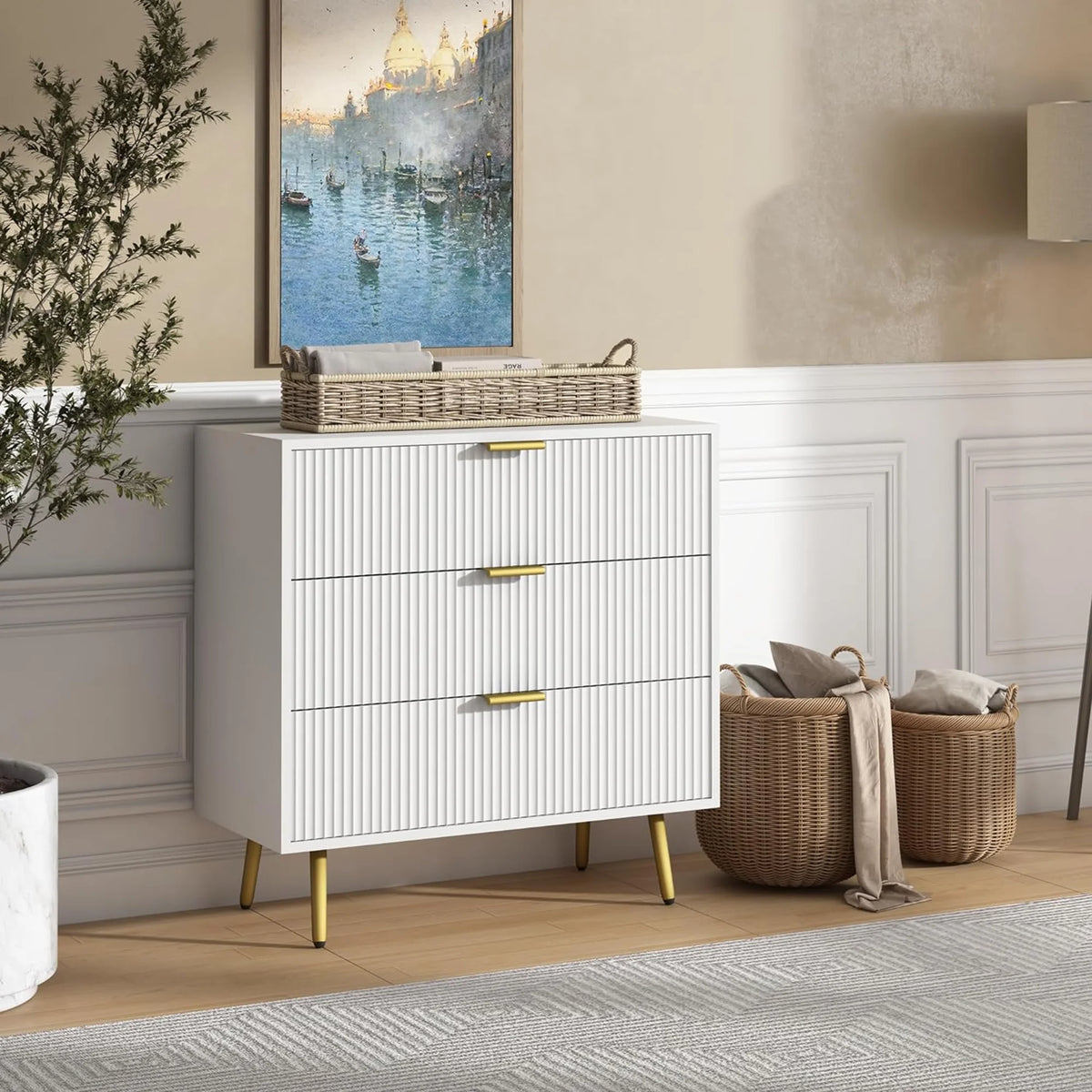 Modern 6 Drawer Wood Dresser O931414