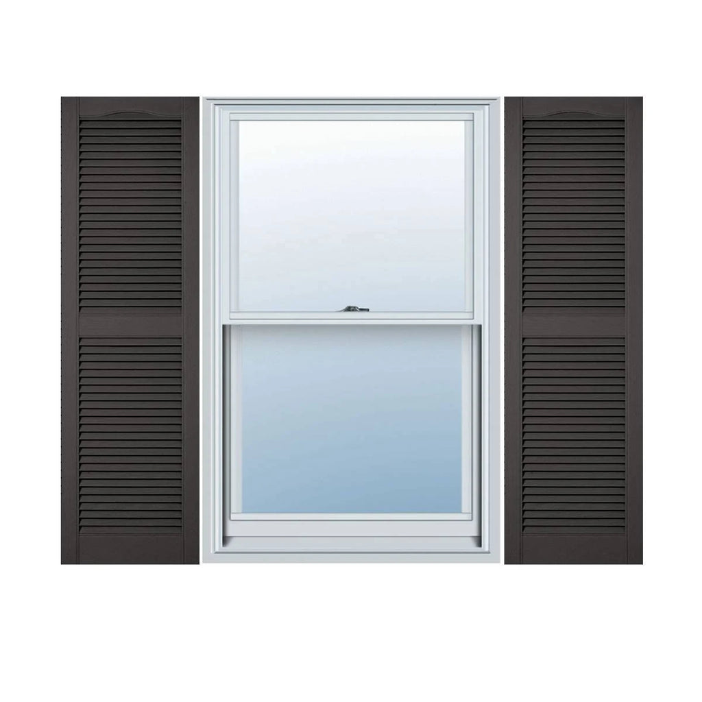 18 inchw x 84 inchh Vinyl Open Louver Shutters, Tuxedo Grey O452