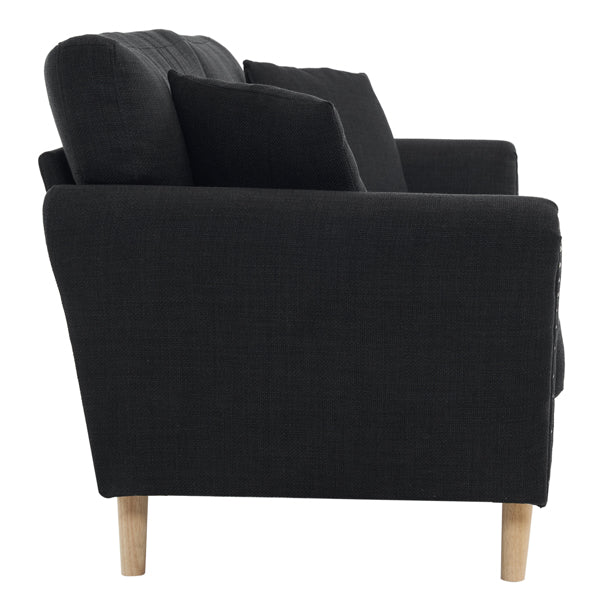 Black Upholstered 2-Seat Loveseat Sofa with 2 Pillows Q90243
