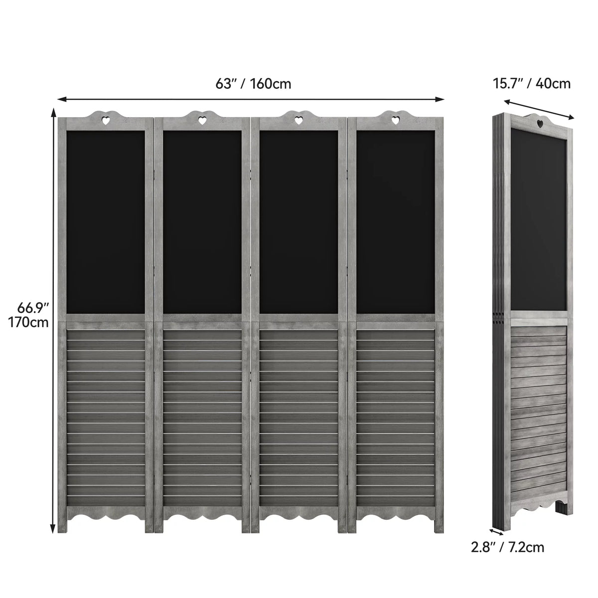 4 Panel Folding Room Divider with Chalkboard O417
