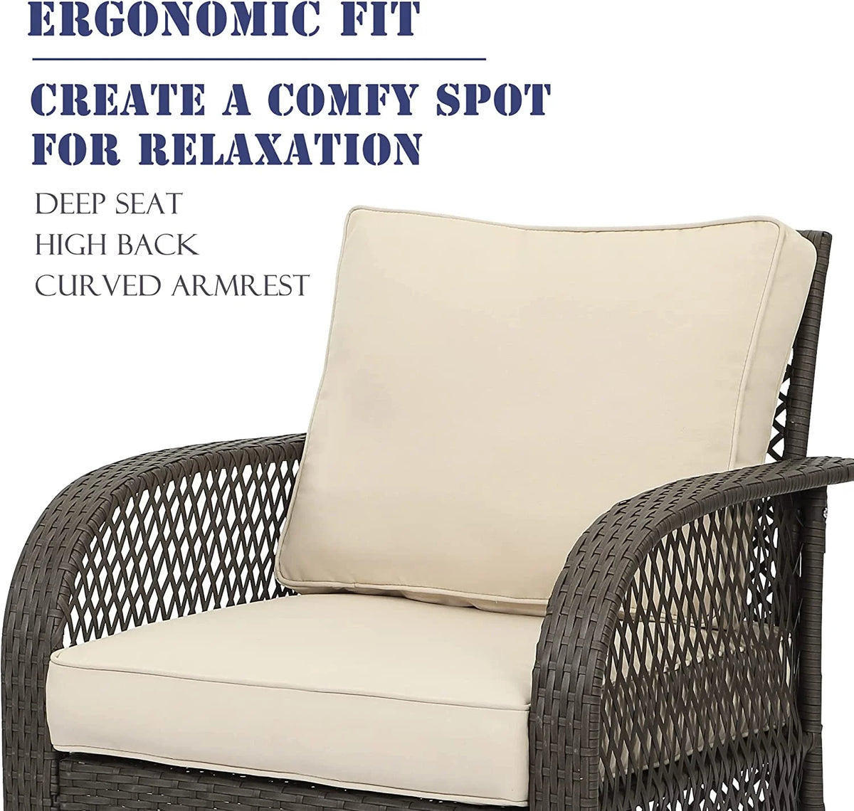 Beige 4 Pcs Outdoor Wicker Conversation Sofa Set S645