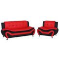 2-Piece Set with Sofa and Club Chair in Black & Red C22969