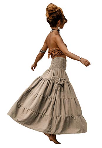 Cotton Maxi Boho Skirt with Pockets B774801