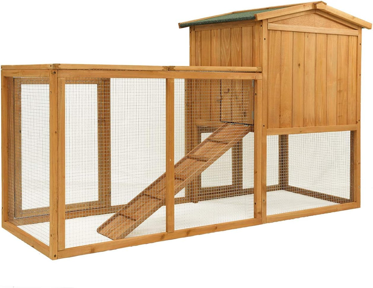 Large Wooden Outdoor Chicken Coop with Removable Tray & Ramp J3551