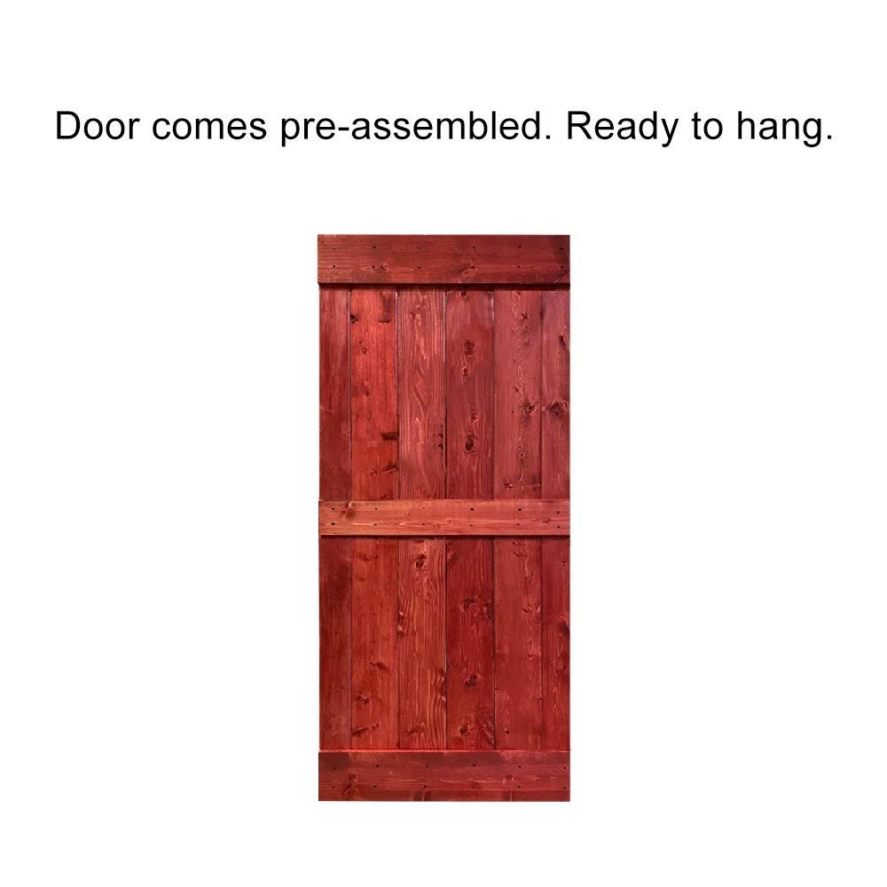 24 in. x 84 in. Stained Wood Interior Sliding Barn Door with Hardware Kit B994
