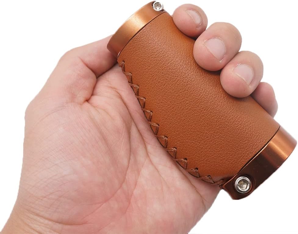 Brown PVC Microfiber Leather Ergonomic Bike Handle Grips W2516