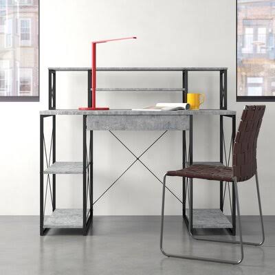 Gray Desk with Hutch M3252