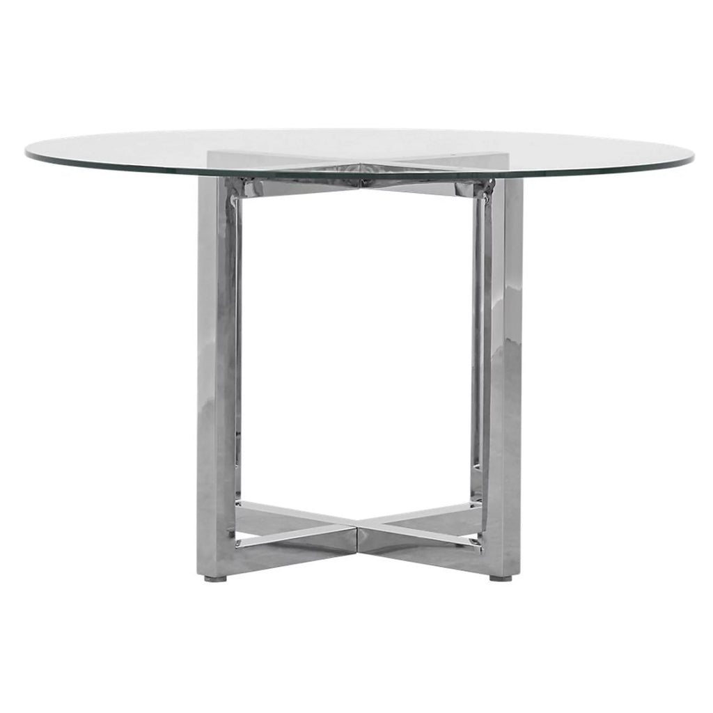 5PC 48" Round Glass Table & 4 Metal Back Chair Z5616