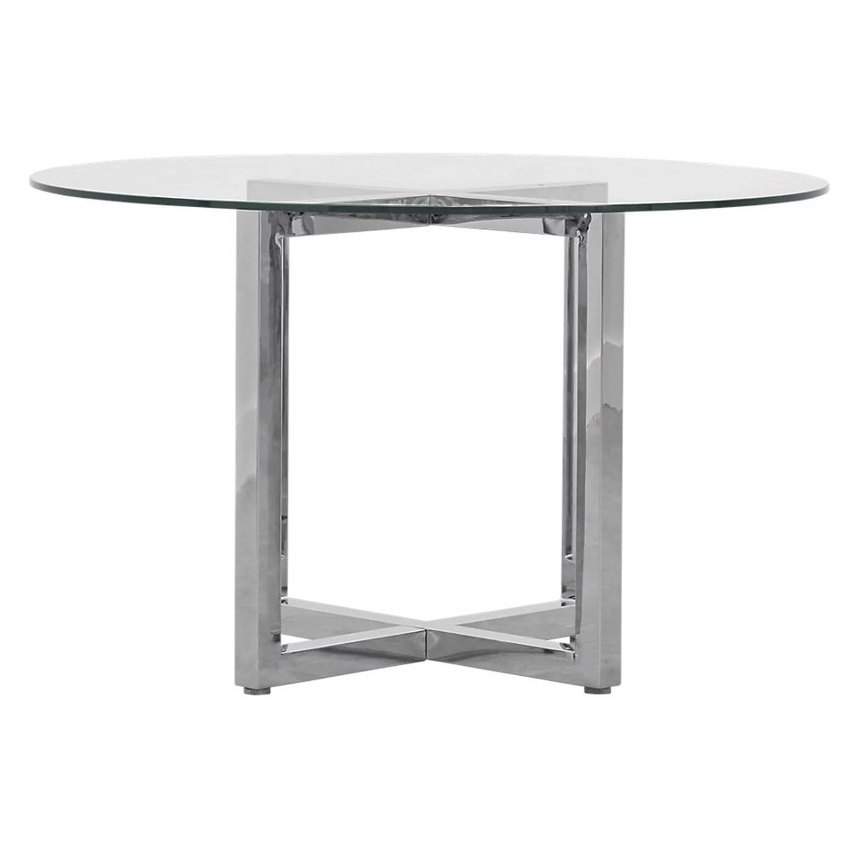5PC 48" Round Glass Table & 4 Metal Back Chair Z5616