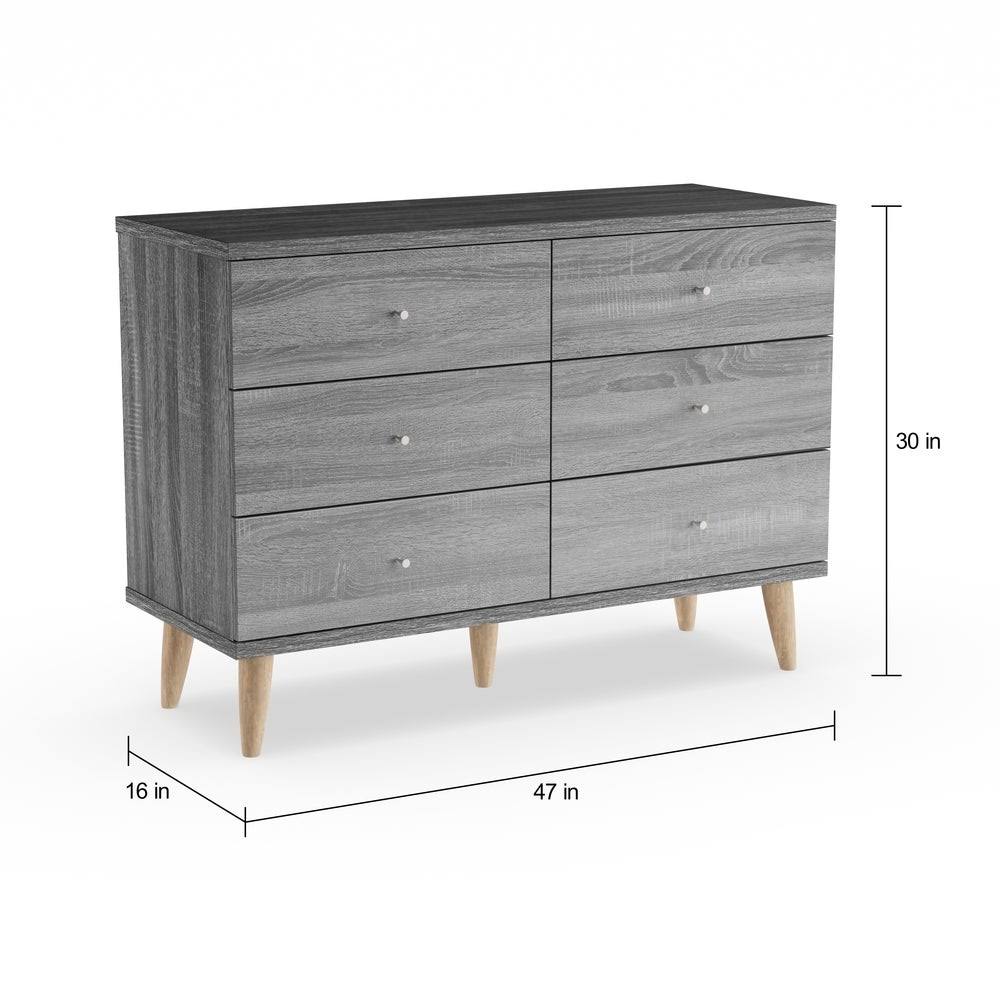 Distressed Grey 6-Drawer Dresser F8279