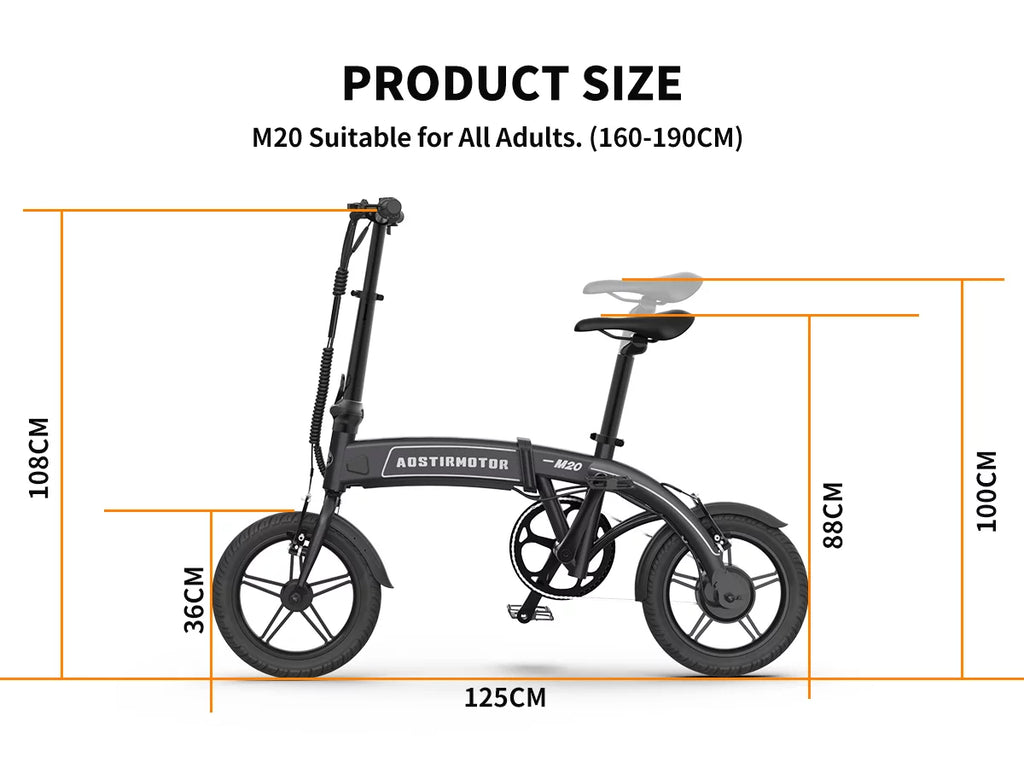 14 Electric Bike, 350W 7.5Ah/36V Lightweight Folding Electric Bicycles (White) S162519