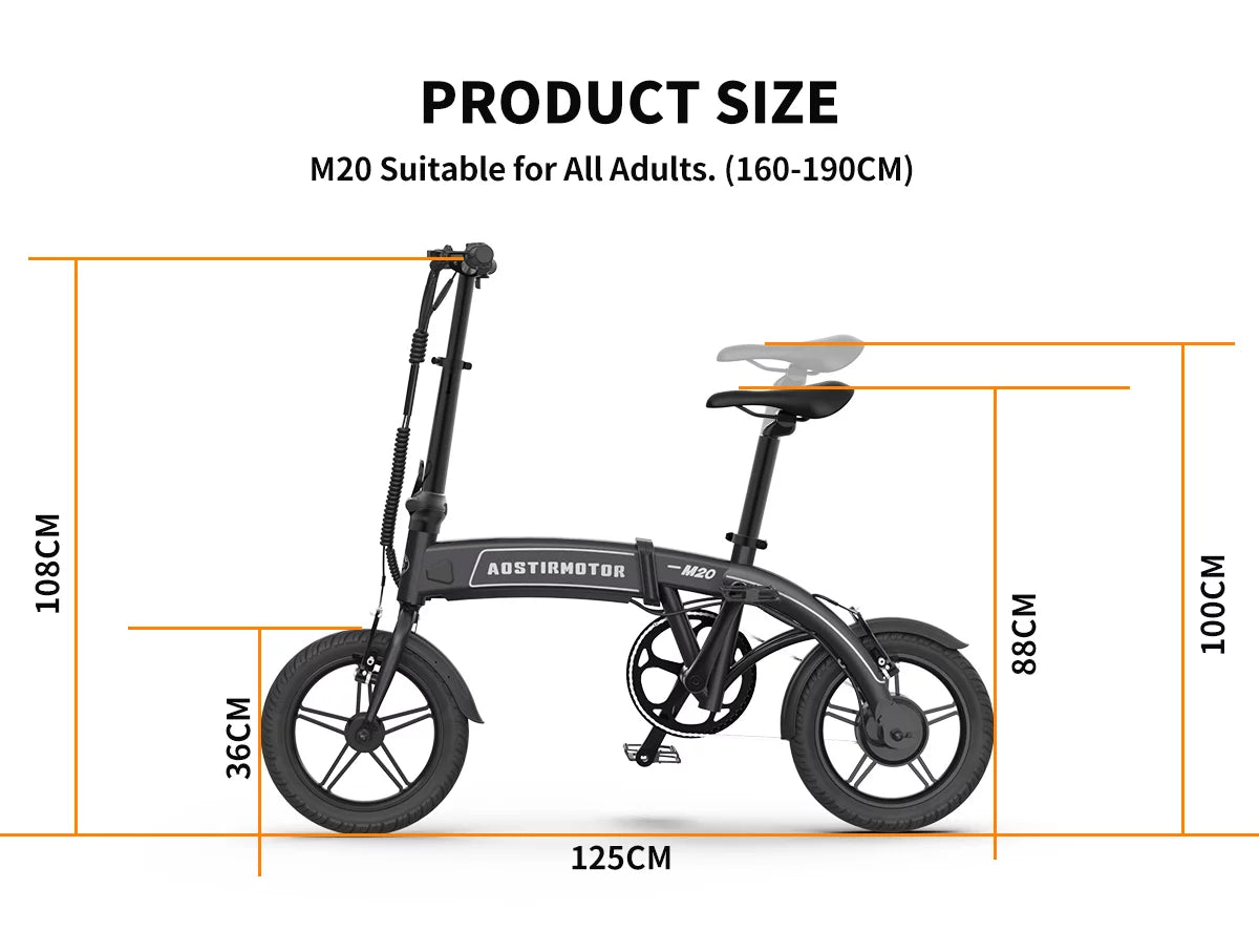 14 Electric Bike, 350W 7.5Ah/36V Lightweight Folding Electric Bicycles (White) S162519