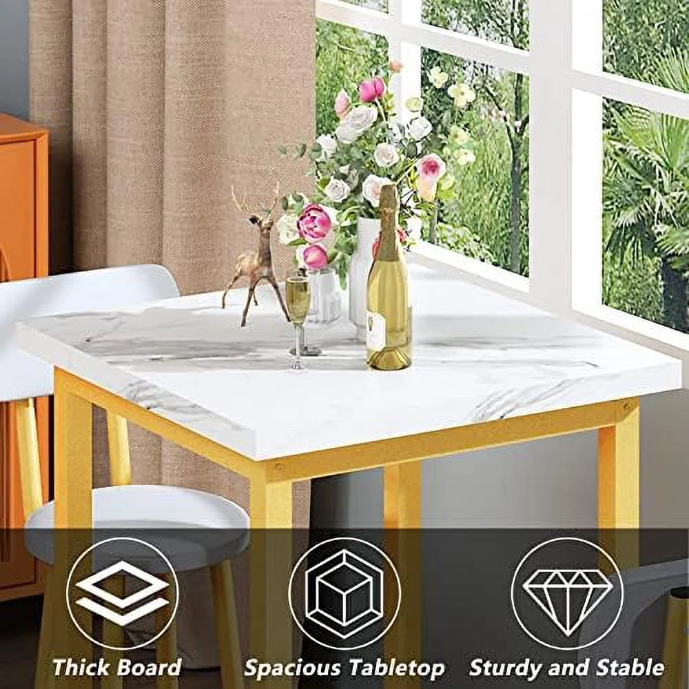 39.4” Dining Table Set for 2 with 2 PU Leather Stools X98546
