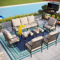 Beige 9-Seater Patio Conversation Set with Swivel Chair Sofa P426717