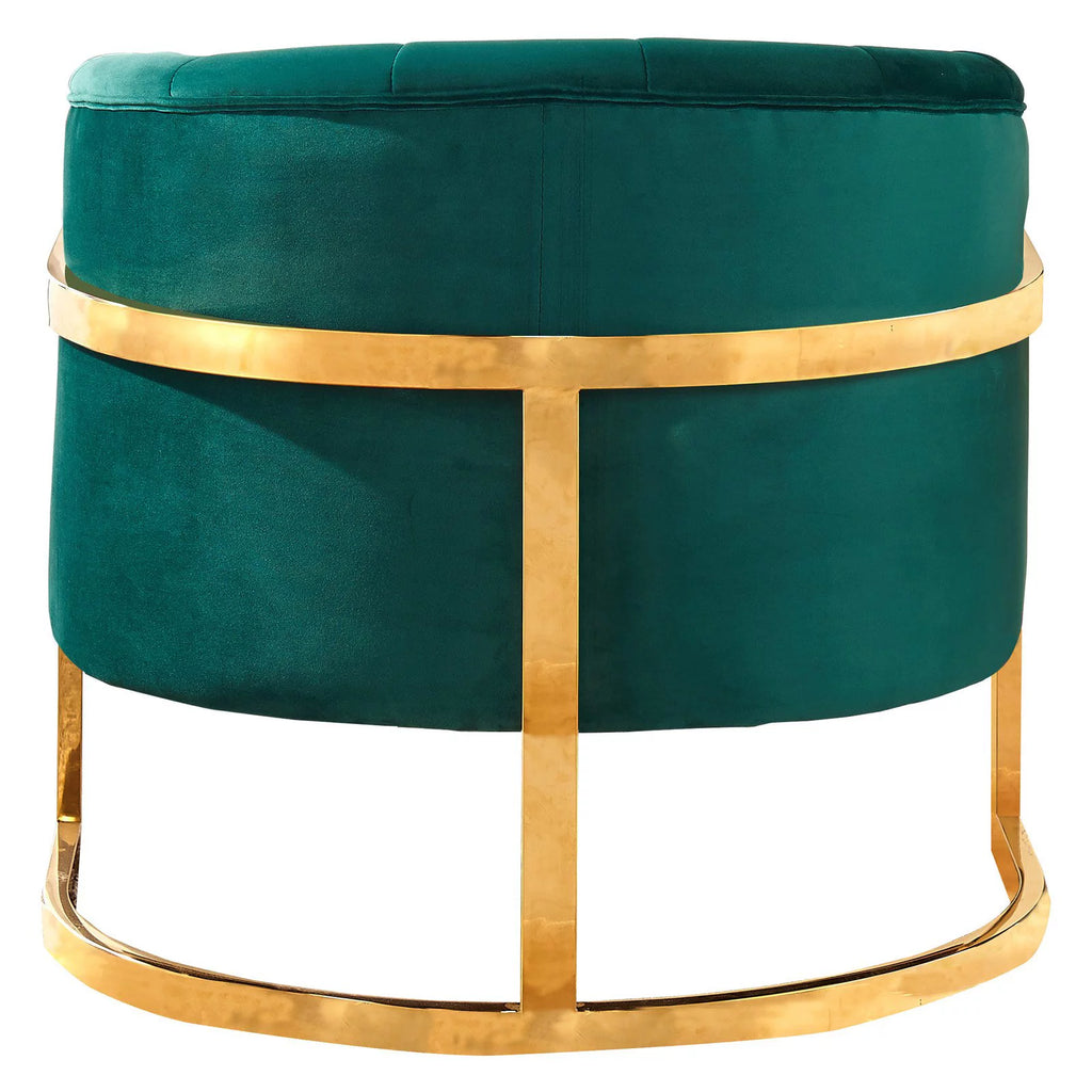 Green Velvet Accent Chair with Stainless Steel Base Z90284