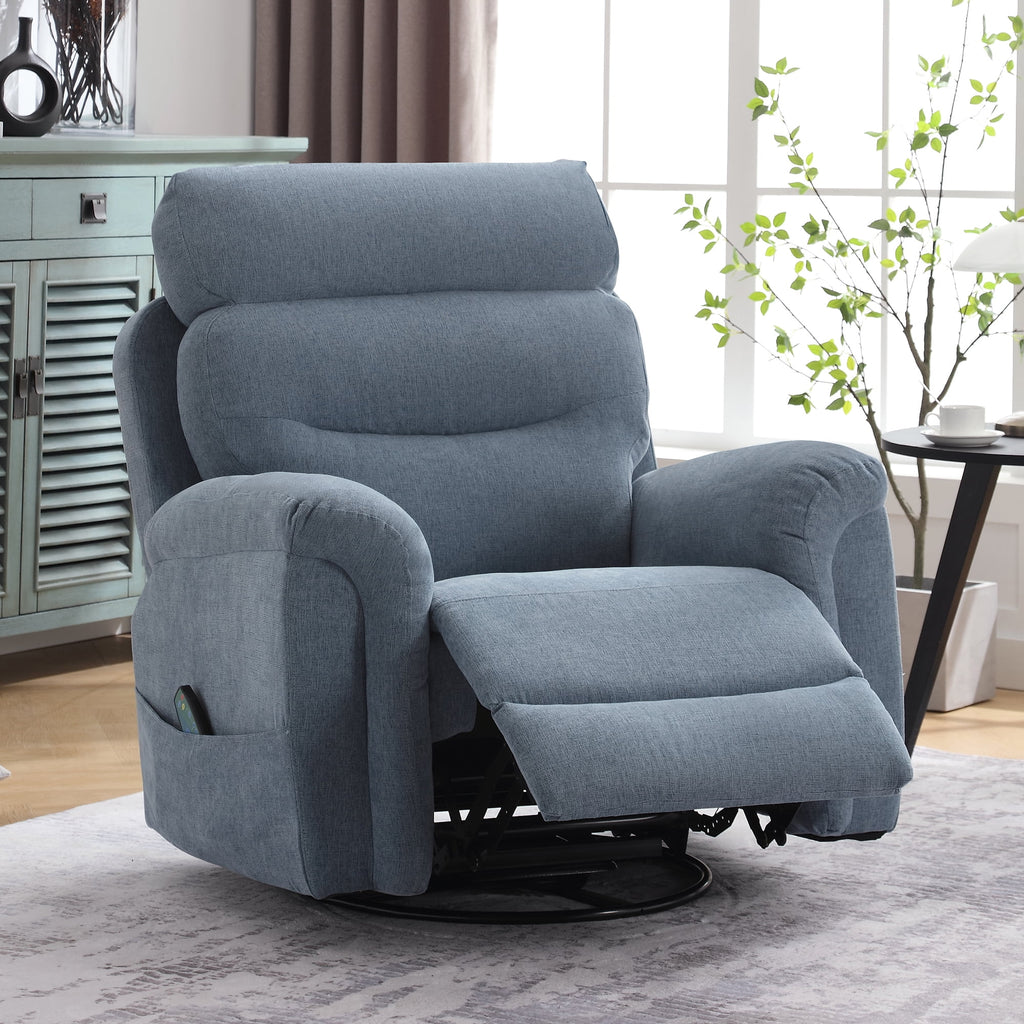 Upholstered Swivel Rocker Recliner Chair with Massage T426451