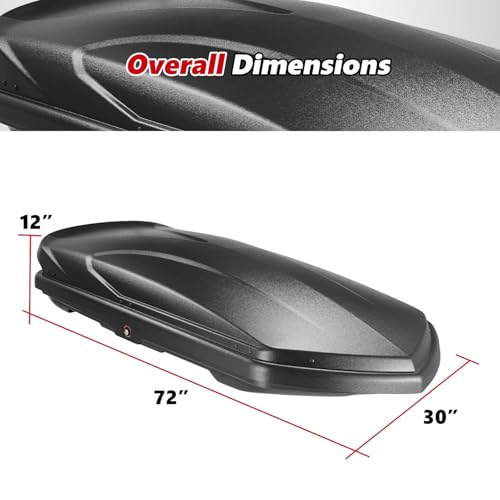 Rooftop Cargo Box Carrier Car Top Storage Case, 110 Lbs, 53" L x 34" W x 15" H, 11 17 Cubic Ft., Textured Black R55292