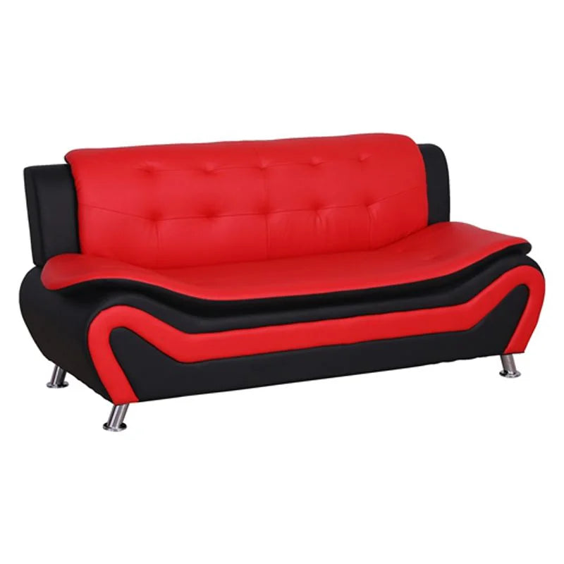 2-Piece Set with Sofa and Club Chair in Black & Red C22969