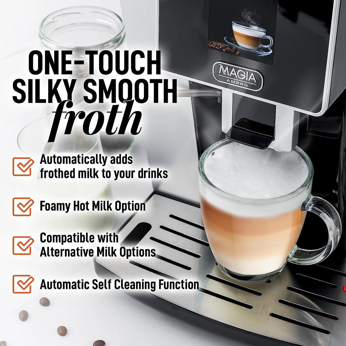 Automatic Espresso Machine with Grinder and Milk Frother F493715