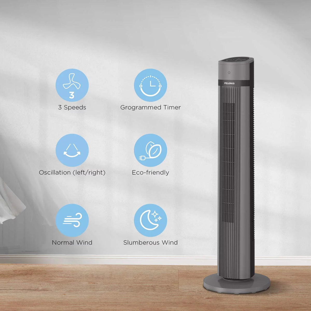 40 Oscillating Tower Fan with Remote, Black I5979