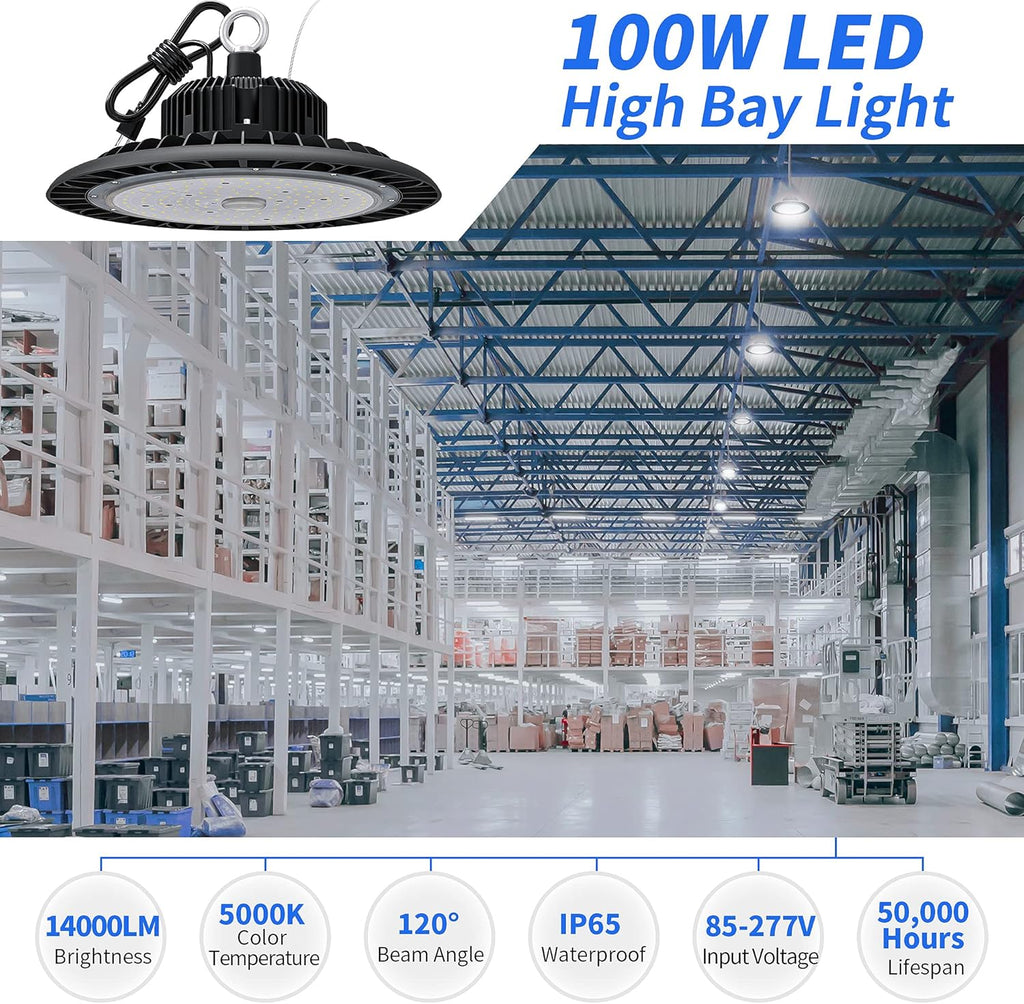100W 14000 LM 5000K IP65 Waterproof LED High Bay Light I9352