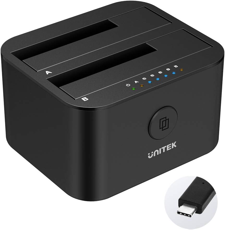 Type C USB 3.0 to SATA Dual Bay External Hard Drive Docking Station for 2.5/3.5-inch HDD SSD B88394
