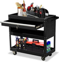 3-Tier Metal Tool Cart with Drawer and Lock J619