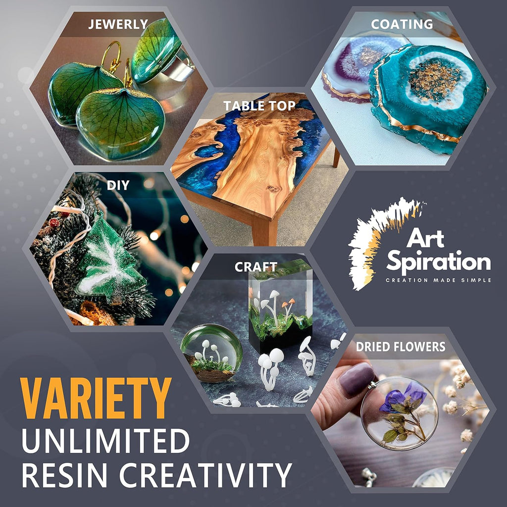 16 Oz Epoxy Resin Kit with Mica Powder, Silicone Molds, Crushed Glass E460850
