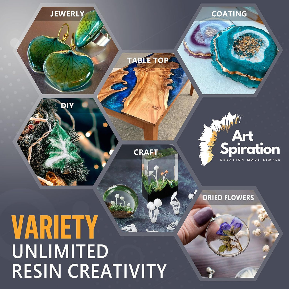16 Oz Epoxy Resin Kit with Mica Powder, Silicone Molds, Crushed Glass E460850