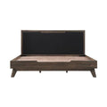 Oak Black Faux Leather King Size Platform Bed H76870