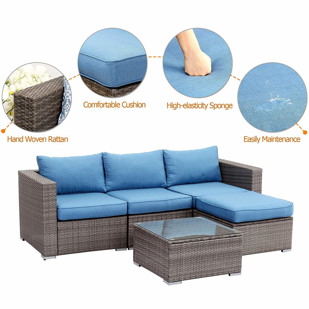 6 Pcs Outdoor Wicker Rattan Furniture Set with Cushions S5504