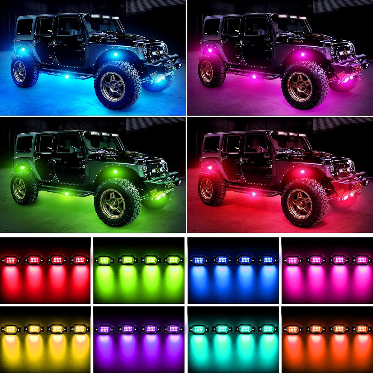 8 Pods Waterproof RGBW LED Car Underglow Light Kit S9665