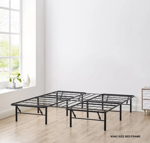 14 Convertible High Platform Metal Bed Frame, Twin/Full, Black J65201