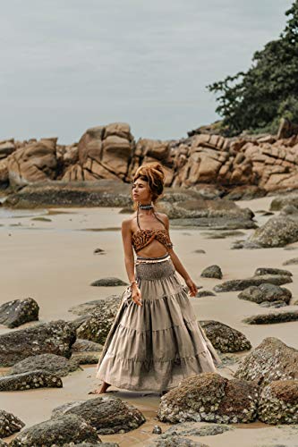 Cotton Maxi Boho Skirt with Pockets B774801
