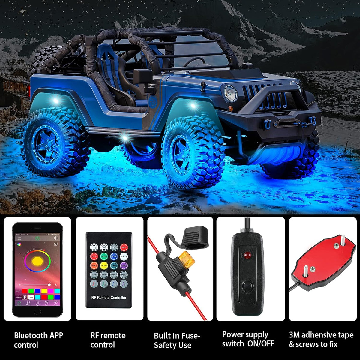 8 Pods Waterproof RGBW LED Car Underglow Light Kit S9665