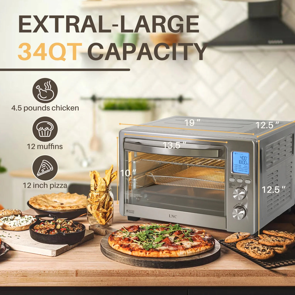 12-in-1 Countertop Oven with Speedy Convection, 34 QT Capacity, 1750W, Stainless Steel - Gray D59614