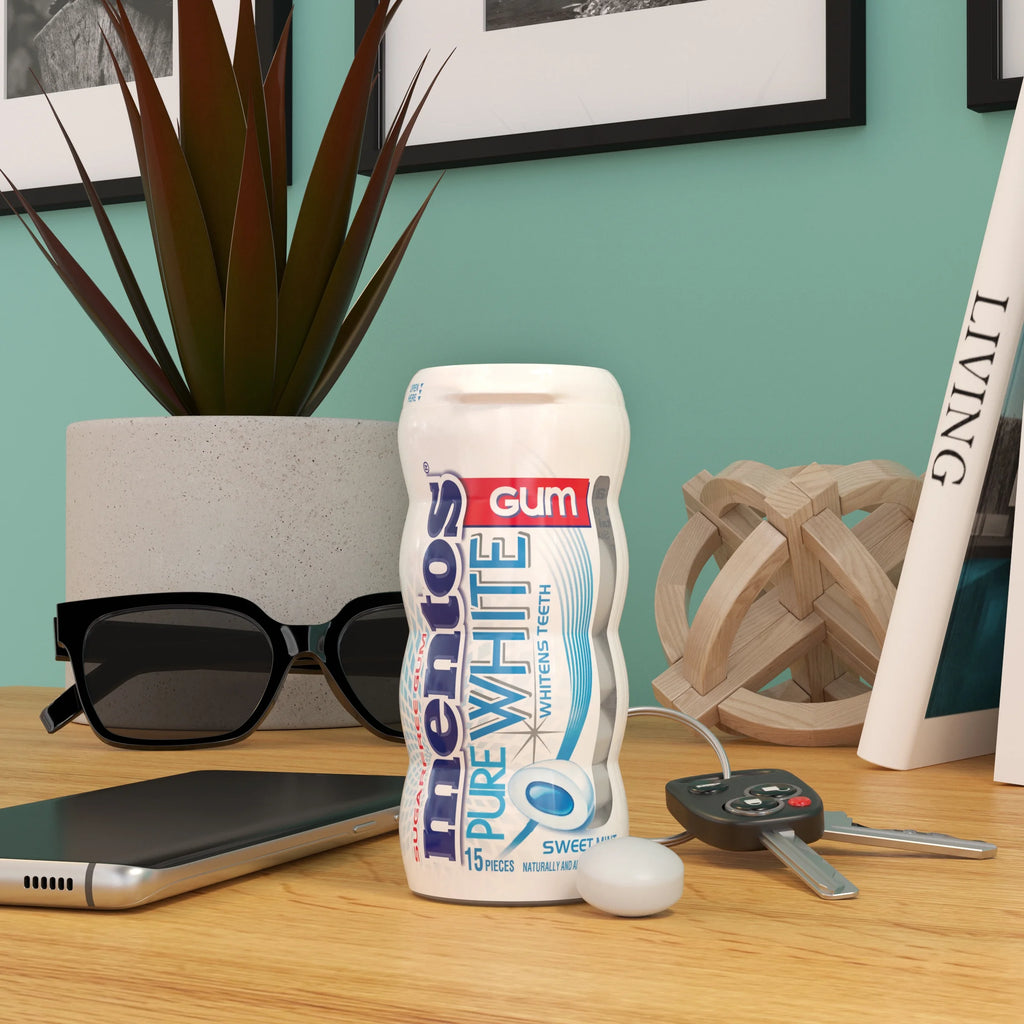 Mentos Pure White Gum Sweet Mint 15 Piece Bottle P820