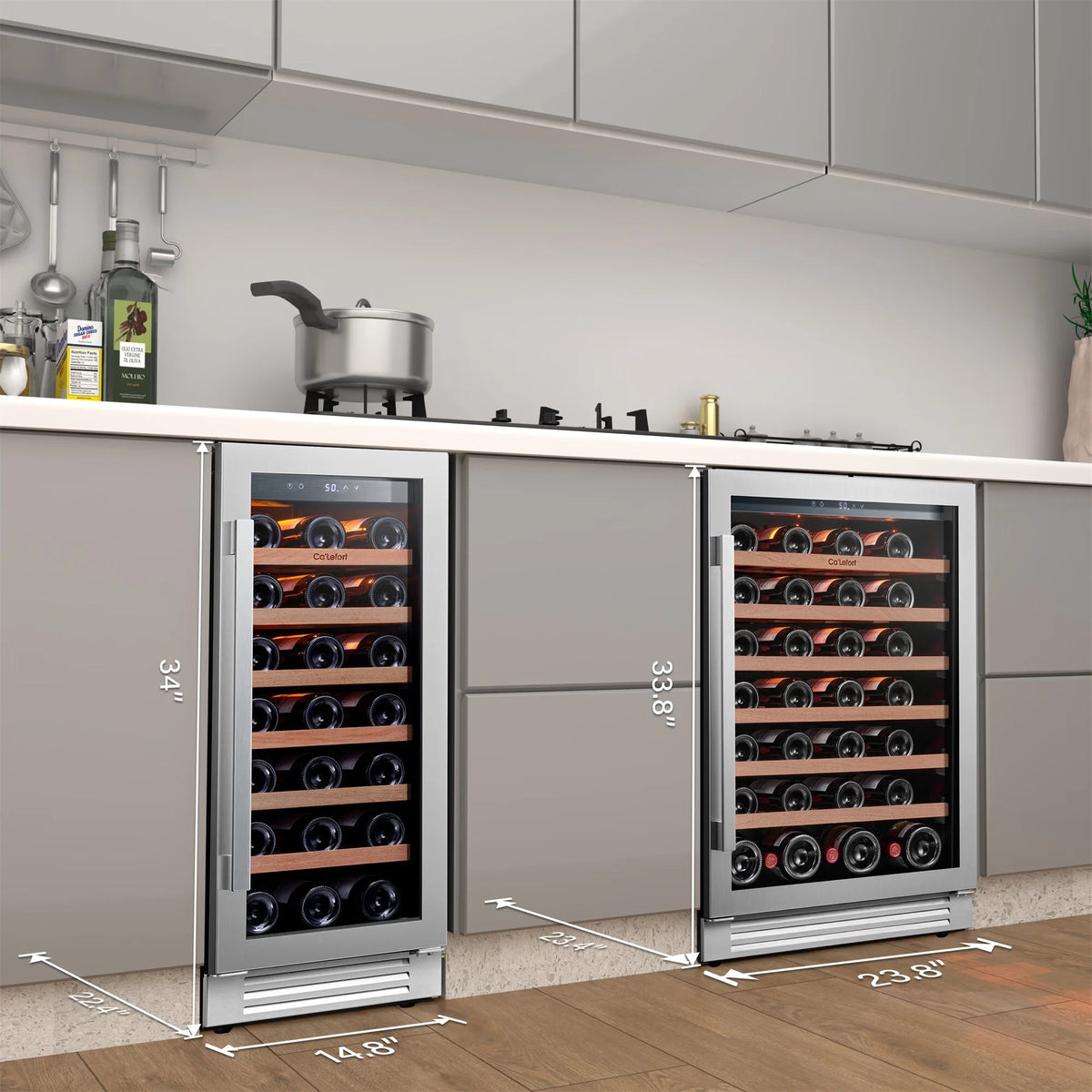 24 inch 54 Bottle Dual Zone Wine Cooler Refrigerator with Stainless Steel frame X423650